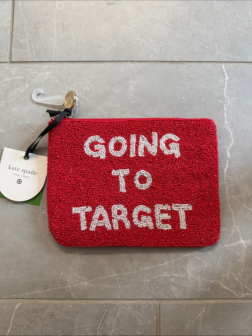 NWT Target x kate spade red beaded 'Going to Target' pouch